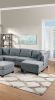 Modular Sectional 9pc Set Living Room Furniture Corner Sectional Tufted Nail heads Couch Gray Linen Like Fabric 3x Corner Wedge 4x Armless Chairs and