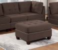 Modular Sofa Set 6pc Set Living Room Furniture Sofa Loveseat Tufted Couch Nail heads Black Coffee Linen Like Fabric 4x Corner Wedge 1x Armless Chair a