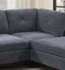 Ash Grey Chenille Fabric Modular Sectional 6pc Set Living Room Furniture U-Sectional Couch 2x Corner Wedge 2x Armless Chairs and 2x Ottomans Tufted Ba