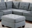 Modular Sectional 6pc Set Living Room Furniture Corner Sectional Tufted Nail heads Couch Gray Linen Like Fabric 3x Corner Wedge 2x Armless Chairs and