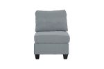 Modular Sectional 6pc Set Living Room Furniture U-Sectional Couch Grey Linen Like Fabric 2x Corner Wedge 2x Armless Chairs and 2x Ottomans