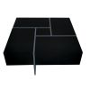 ON-TREND Unique Design Coffee Table with 4 Hidden Storage Compartments, Square Cocktail Table with Extendable Sliding Tabletop, UV High-gloss Design C