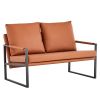 Stylish Two-Seater Sofa Chair with 2 Pillows - Comfortable PU Leather, High-Density Foam - Modern Design, Easy to Clean - Sturdy Metal Frame - Perfect