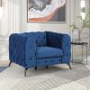 40.5" Velvet Upholstered Accent Sofa,Modern Single Sofa Chair with Button Tufted Back,Modern Single Couch for Living Room,Bedroom,or Small Space,Blue