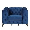 40.5" Velvet Upholstered Accent Sofa,Modern Single Sofa Chair with Button Tufted Back,Modern Single Couch for Living Room,Bedroom,or Small Space,Blue