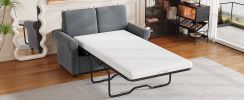 57.4" Pull Out Sofa Bed,Sleeper Sofa Bed with Premium Twin Size Mattress Pad,2-in-1 Pull Out Couch Bed with Two USB Ports for Living Room,Small Apartm