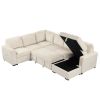 U_Style U-shaped Corduroy Combination Corner Sofa with Storage Lounge Chair, 6-seater Oversized Sofa, With USB interfaces,Suitable for Living Room, Of