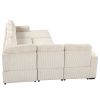 U_Style U-shaped Corduroy Combination Corner Sofa with Storage Lounge Chair, 6-seater Oversized Sofa, With USB interfaces,Suitable for Living Room, Of