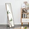 Black Solid Wood Frame Full-length Mirror;  Dressing Mirror;  Bedroom Home Porch;  Decorative Mirror;  Clothing Store;  Floor Mounted Large Mirror;  W