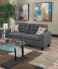 Living Room Furniture 2pc Sofa Set Blue Grey Polyfiber Tufted Sofa Loveseat w Pillows Cushion Couch Solid pine