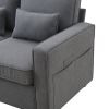 [VIDEO provided] [New] 114.2" Upholstered Sofa with Console, 2 Cupholders and 2 USB Ports Wired or Wirelessly Charged, Modern Linen Fabric Couches wit