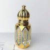 6ML Golden Vintage Essential Oil Glass Roller Bottle Small Sample Dispenser Bottle Portable Travel Perfume Bottle Empty Bottle,Leaves