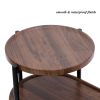 Small Coffee Tables 2-tier Modern Sofa Side Table with Wood Storage Shelf Living Room End Tables Nightstands (Walnut Brown)