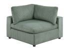 Sage Color 8pc Modular Sectional Set Corduroy Upholstery Couch 3x Corner wedge, 3x Armless Chairs 2x Ottomans Living Room Furniture