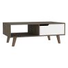 DEPOT E-SHOP Kobe Coffee Table 2.0 , One Open Shelf, One Drawer, Dark Brown/White