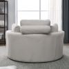 [Video] Welike Swivel Accent Barrel Modern Sofa Lounge Club Big Round Chair with Storage Ottoman Linen Fabric for Living Room Hotel with Pillows