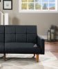 Transitional Look Living Room Sofa Couch Convertible Bed Black Polyfiber 1pc Tufted Sofa Cushion Wooden Legs