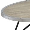 Weathered Grey Oak and Black Oval Coffee Table