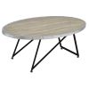 Weathered Grey Oak and Black Oval Coffee Table