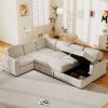 U_Style U-shaped Corduroy Combination Corner Sofa with Storage Lounge Chair, 6-seater Oversized Sofa, With USB interfaces,Suitable for Living Room, Of