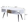 White and Black Coffee Table with 1 Drawer