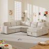 U_Style U-shaped Corduroy Combination Corner Sofa with Storage Lounge Chair, 6-seater Oversized Sofa, With USB interfaces,Suitable for Living Room, Of