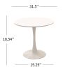 31.5" Round Dining Table, Mid-Century White Tulip Table, Metal Base Pedestal Table for 2-4 Person,Easy Assembled Leisure Coffee Table