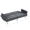 Sofa Bed Convertible Folding Dark Grey Lounge Couch Loveseat Sleeper Sofa Armrests Living Room Bedroom Apartment Reading Room