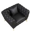 44" Modern Sofa Couch PU Upholstered Sofa with Sturdy Metal Legs, Button Tufted Back, Single Sofa Chair for Living Room,Apartment,Home Office, Black