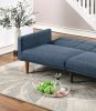 Transitional Look Living Room Sofa Couch Convertible Bed Navy Polyfiber 1pc Tufted Sofa Cushion Wooden Legs