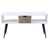 White and Black Coffee Table with 1 Drawer