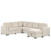 U_Style U-shaped Corduroy Combination Corner Sofa with Storage Lounge Chair, 6-seater Oversized Sofa, With USB interfaces,Suitable for Living Room, Of