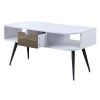 White and Black Coffee Table with 1 Drawer