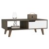 DEPOT E-SHOP Kobe Coffee Table 2.0 , One Open Shelf, One Drawer, Dark Brown/White