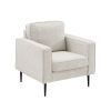 Living Room Upholstered Chair with high-tech Fabric Surface/ Chesterfield Tufted Fabric Sofa Couch, Large-White