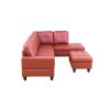 Red Faux Leather 3-Piece Couch Living Room Sofa Set