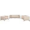 Modern 3-Piece Sofa Sets with Sturdy Metal Legs,Velvet Upholstered Couches Sets Including Three Seat Sofa, Loveseat and Single Chair for Living Room F