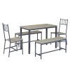 Dining Table Set, Barstool Dining Table with 2 Benches 2 Back Chairs, Industrial Dining Table for Kitchen Breakfast Table, Living Room, Party Room, Ru