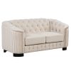 Modern 3-Piece Sofa Sets with Rubber Wood Legs,Velvet Upholstered Couches Sets Including Three Seat Sofa, Loveseat and Single Chair for Living Room Fu