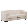 Modern 3-Piece Sofa Sets with Rubber Wood Legs,Velvet Upholstered Couches Sets Including Three Seat Sofa, Loveseat and Single Chair for Living Room Fu