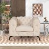 40.5" Velvet Upholstered Accent Sofa,Modern Single Sofa Chair with Button Tufted Back,Modern Single Couch for Living Room,Bedroom,or Small Space,Beige