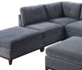 Ash Grey Chenille Fabric Modular Sectional 7pc Set Living Room Furniture U-Sectional Couch 2x Corner Wedge 3x Armless Chairs and 2x Ottomans Tufted Ba