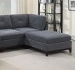 Ash Grey Chenille Fabric Modular Sectional 6pc Set Living Room Furniture U-Sectional Couch 2x Corner Wedge 2x Armless Chairs and 2x Ottomans Tufted Ba