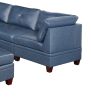 Genuine Leather Ink Blue Tufted 7pc Modular Sofa Set 3x Corner Wedge 3x Armless Chair 1x Ottoman Living Room Furniture Sofa Couch