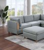 Living Room Furniture 8pc Sectional Sofa Set Light Grey Dorris Fabric Couch 3x Wedges 3x Armless Chair And 2x Ottomans