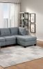 Modular Sectional 6pc Set Living Room Furniture U-Sectional Tufted Nail heads Couch Gray Linen Like Fabric 2x Corner Wedge 2x Armless Chairs and 2x Ot