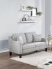 2pc Sofa Set Sofa And Loveseat Living Room Furniture Grey Blended Chenille Cushion Couch w Pillows