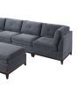 Ash Grey Chenille Fabric Modular Sectional 7pc Set Living Room Furniture U-Sectional Couch 2x Corner Wedge 3x Armless Chairs and 2x Ottomans Tufted Ba