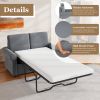 57.4" Pull Out Sofa Bed,Sleeper Sofa Bed with Premium Twin Size Mattress Pad,2-in-1 Pull Out Couch Bed with Two USB Ports for Living Room,Small Apartm