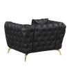 44" Modern Sofa Couch PU Upholstered Sofa with Sturdy Metal Legs, Button Tufted Back, Single Sofa Chair for Living Room,Apartment,Home Office, Black